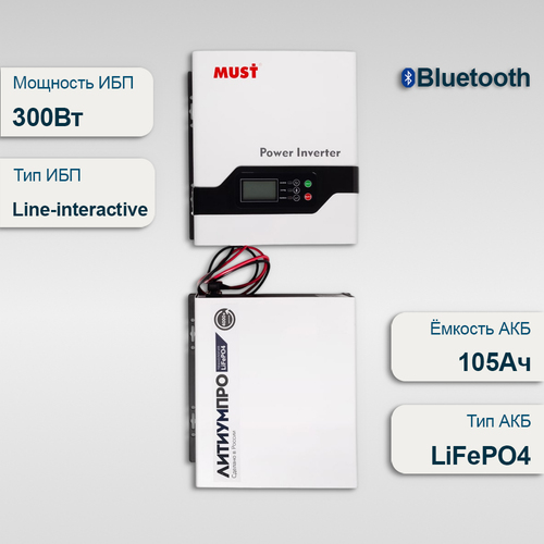 Комплект ИБП Must EP20-300 PRO + АКБ ЛИТИУМПРО LFP 12-105TW-60
