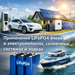 Применение LiFePO4 ячеек в электромобилях, солнечных системах и лодках